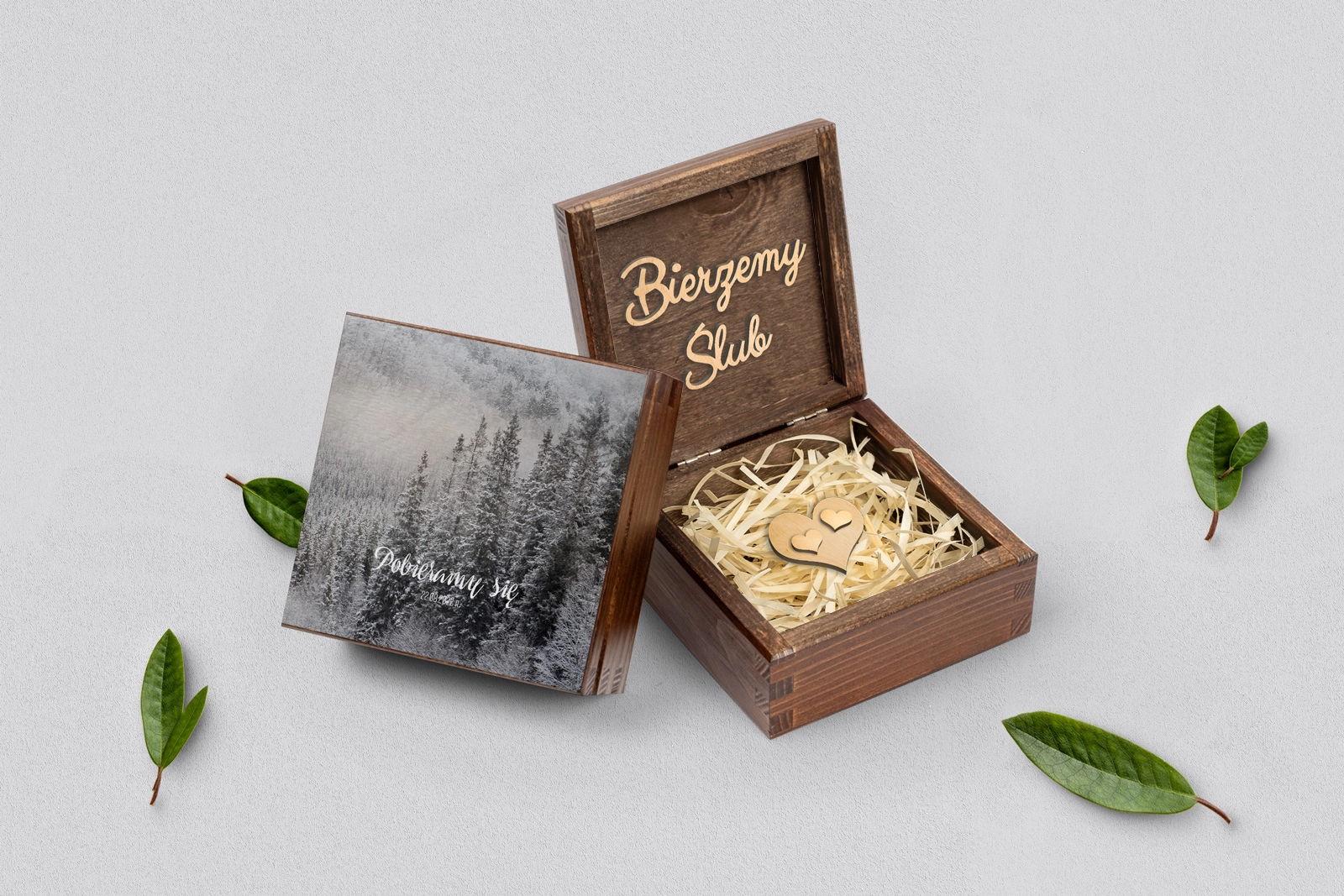 Pudełko na obrączki brązowe - Forest- Motyw 4