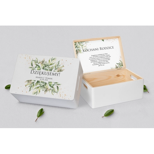 Skrzyneczka dla Rodziców - biała Leaves Motyw 1