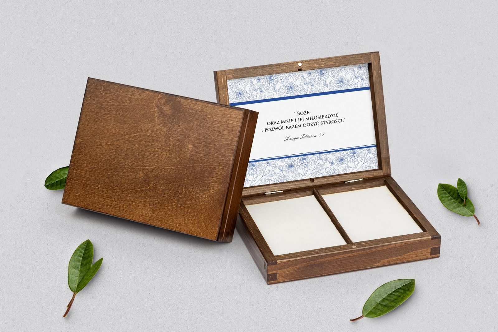 Pudełko na obrączki prostokątne brązowe - Ornaments Motyw 6