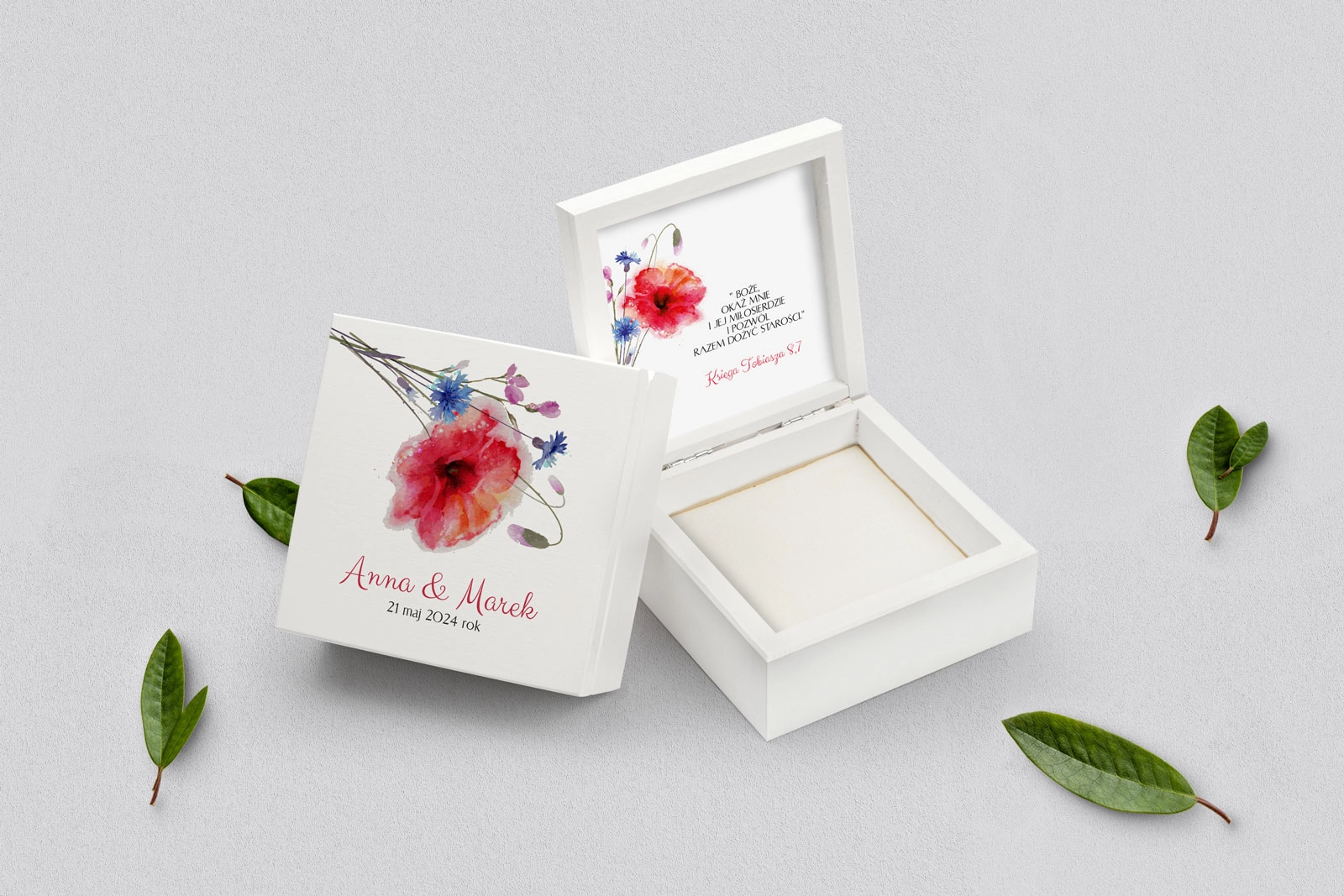 Pudełko na obrączki białe - Sweet Love Motyw 2