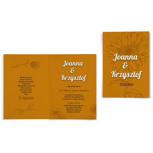 Zaproszenia ślubne Sunflowers - Składane motyw 3