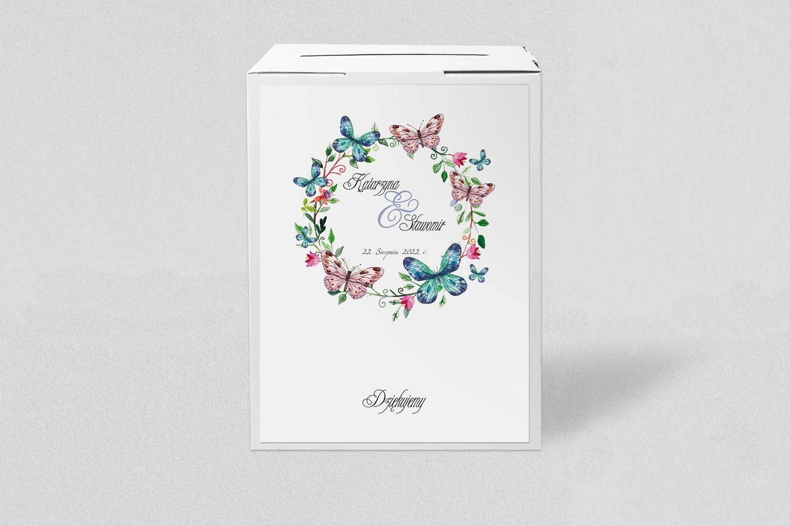 Pudełko na koperty i pieniądze Akwarelowe Wianki Motyw 3