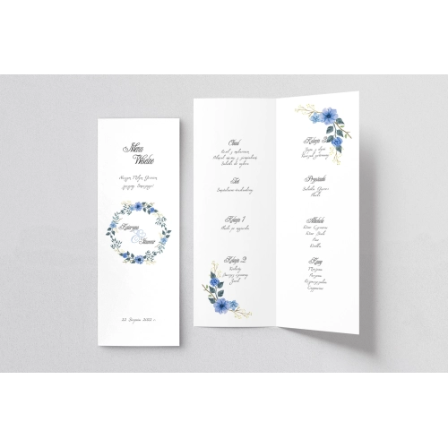 Menu Weselne Akwarelowe Wianki - Motyw 1