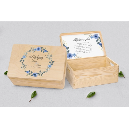 Skrzyneczka dla Rodziców - naturalna Akwarelowe Wianki Motyw 1