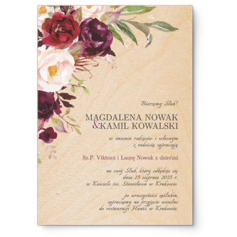 Zaproszenia ślubne Fabello - Drewniane Motyw 2