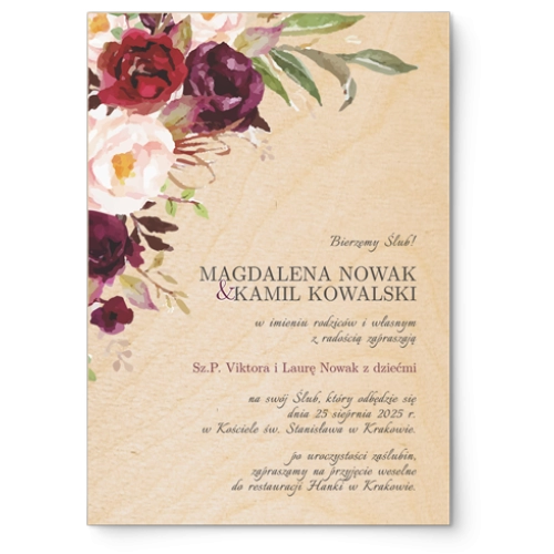 Zaproszenia ślubne Fabello - Drewniane Motyw 2