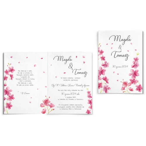 Zaproszenia ślubne Biały Czas - Składane Motyw 3