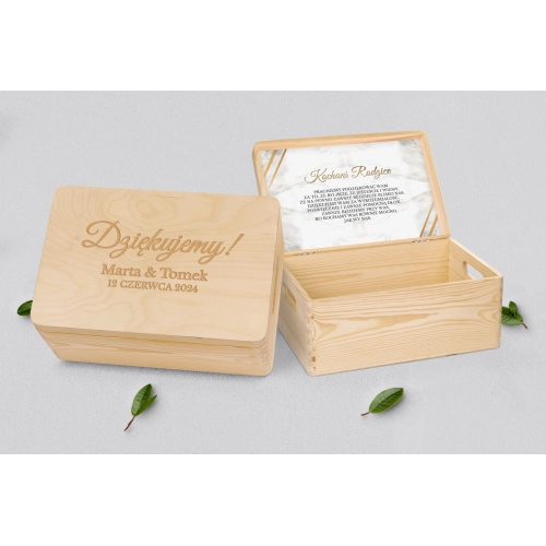 Skrzyneczka dla Rodziców - naturalna Marmur & Złoto - Motyw 1