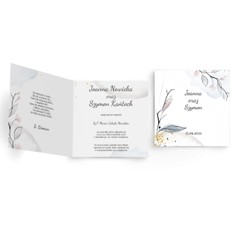 Zaproszenia ślubne Watercolor Wedding - Składane Kwadrat Motyw 3