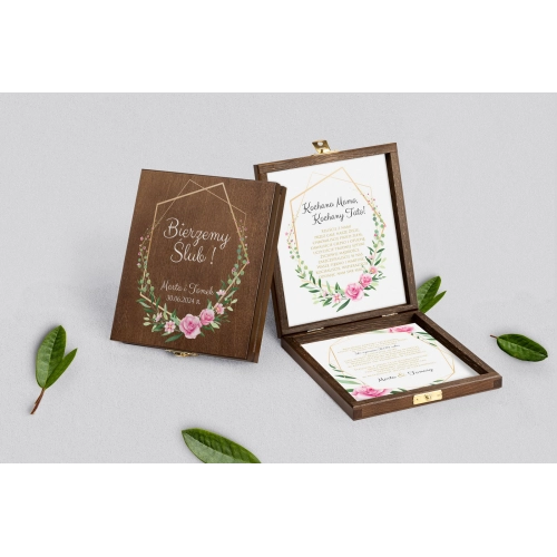 Zaproszenie dla Rodziców - brązowe Flowers & Frame Motyw 4