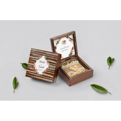 Pudełko na obrączki brązowe - Akwarelka - Motyw 2