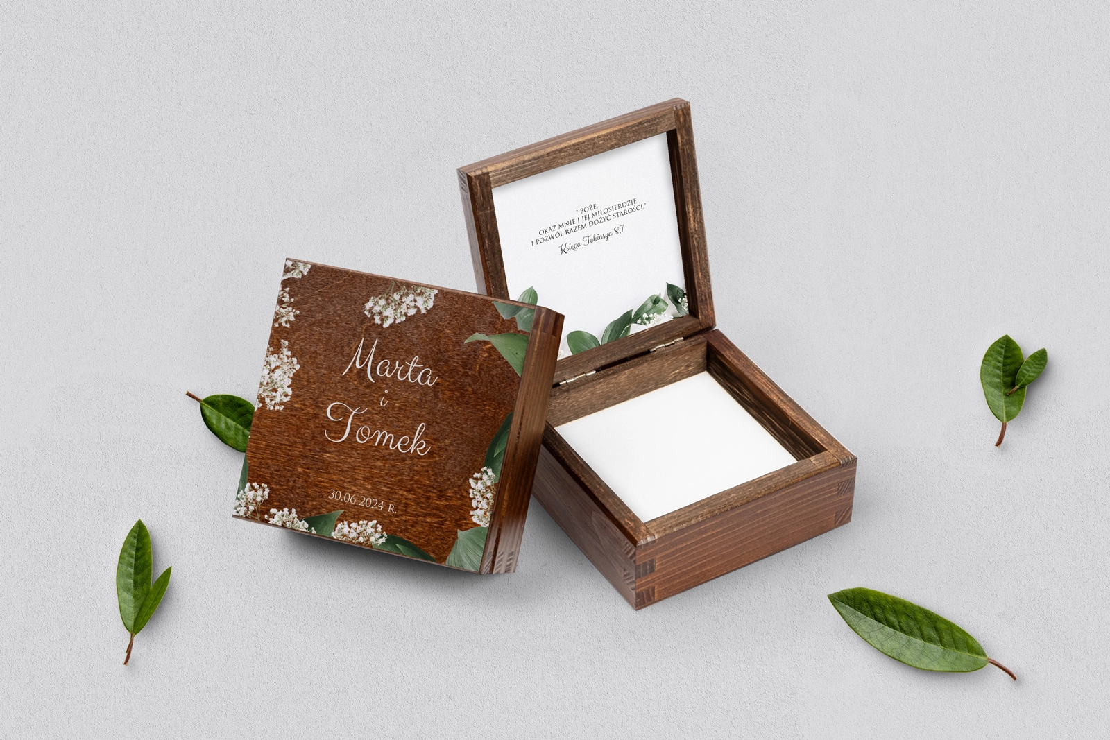 Pudełko na obrączki brązowe - Soft Motyw 1