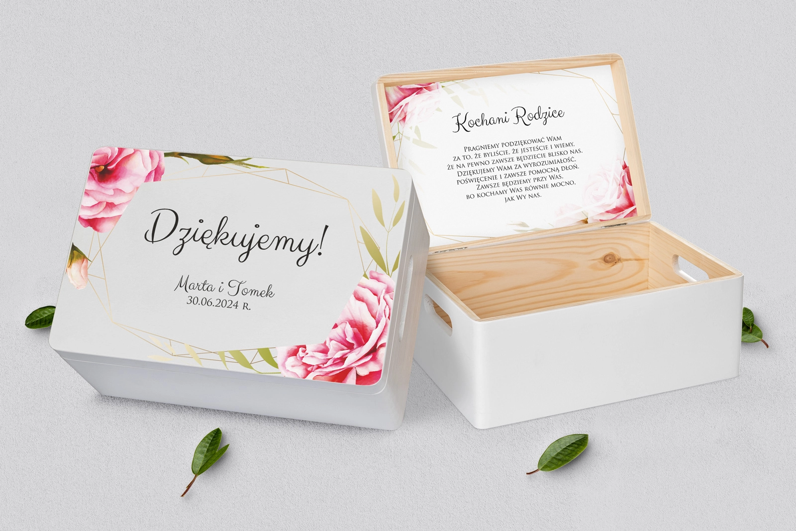 Skrzyneczka dla Rodziców - biała Flowers & Frame Motyw 5