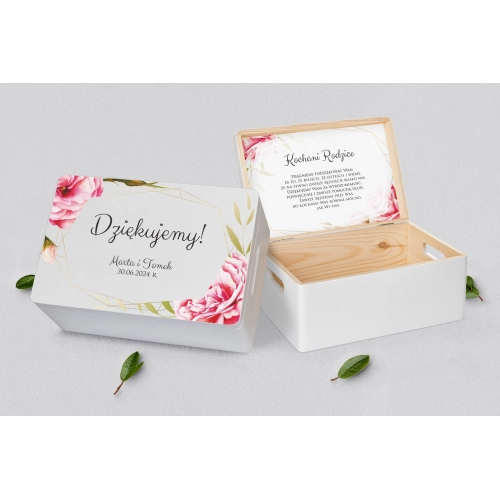 Skrzyneczka dla Rodziców - biała Flowers & Frame Motyw 5