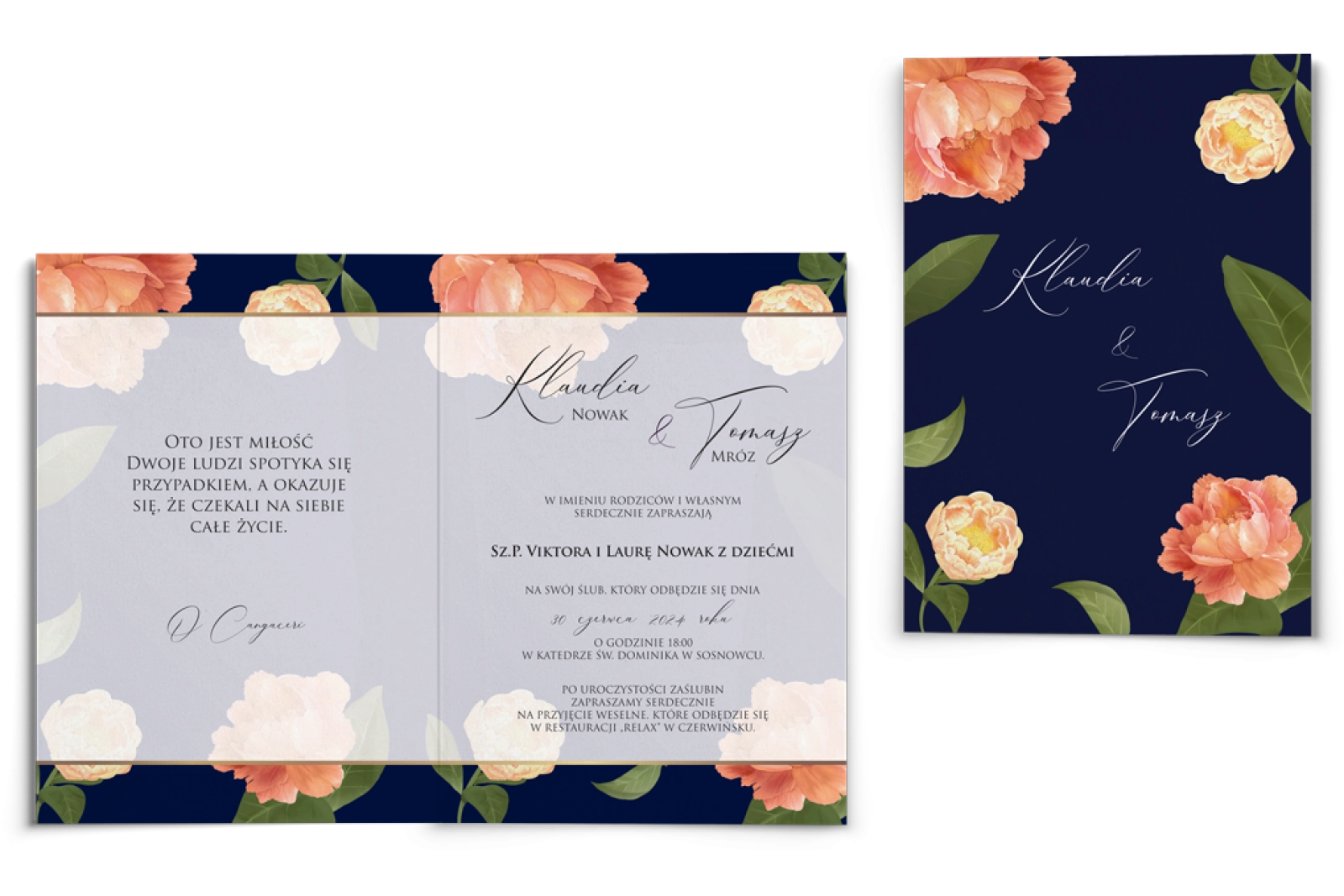 Zaproszenia ślubne Loveletter - Składane Motyw 5