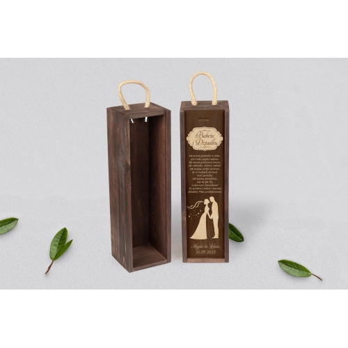 Skrzynka na wino dla Dziadków - Brązowa