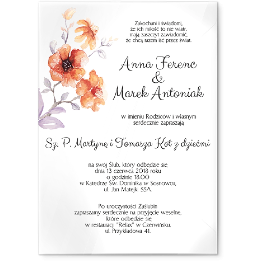 Zaproszenia ślubne Sweet Love- Akrylowe Motyw 6