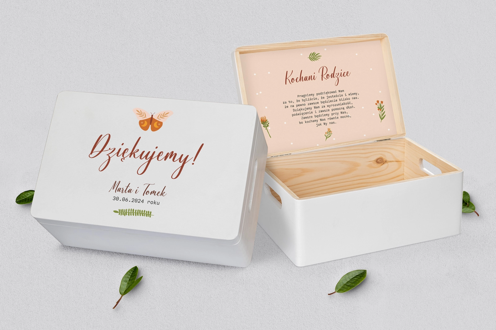 Skrzyneczka dla Rodziców - biała Butterflies - Motyw 1