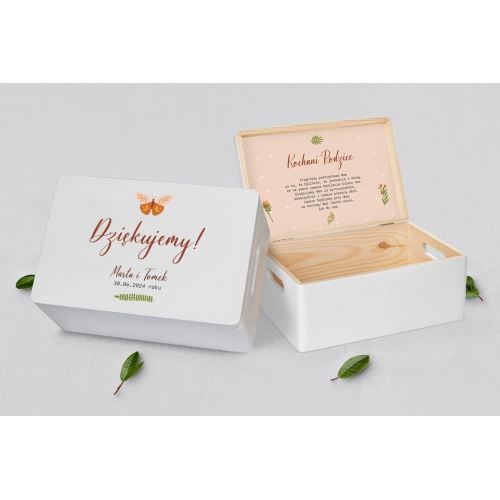 Skrzyneczka dla Rodziców - biała Butterflies - Motyw 1