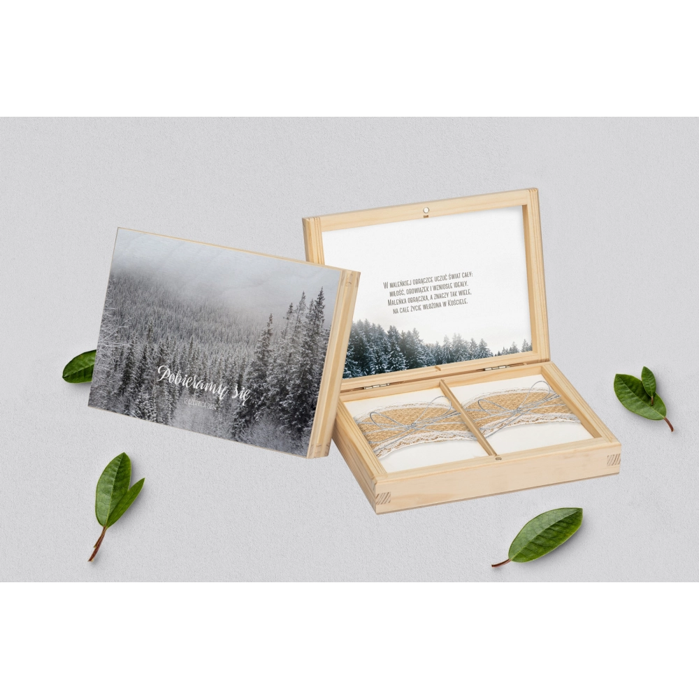 Pudełko na obrączki prostokątne naturalne - Forest - Motyw 4