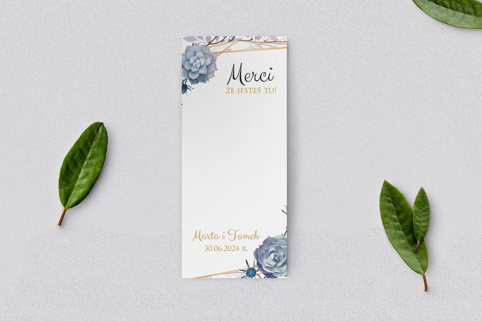 Podziękowanie Merci - Karteczka Flowers&Frame - Motyw 6