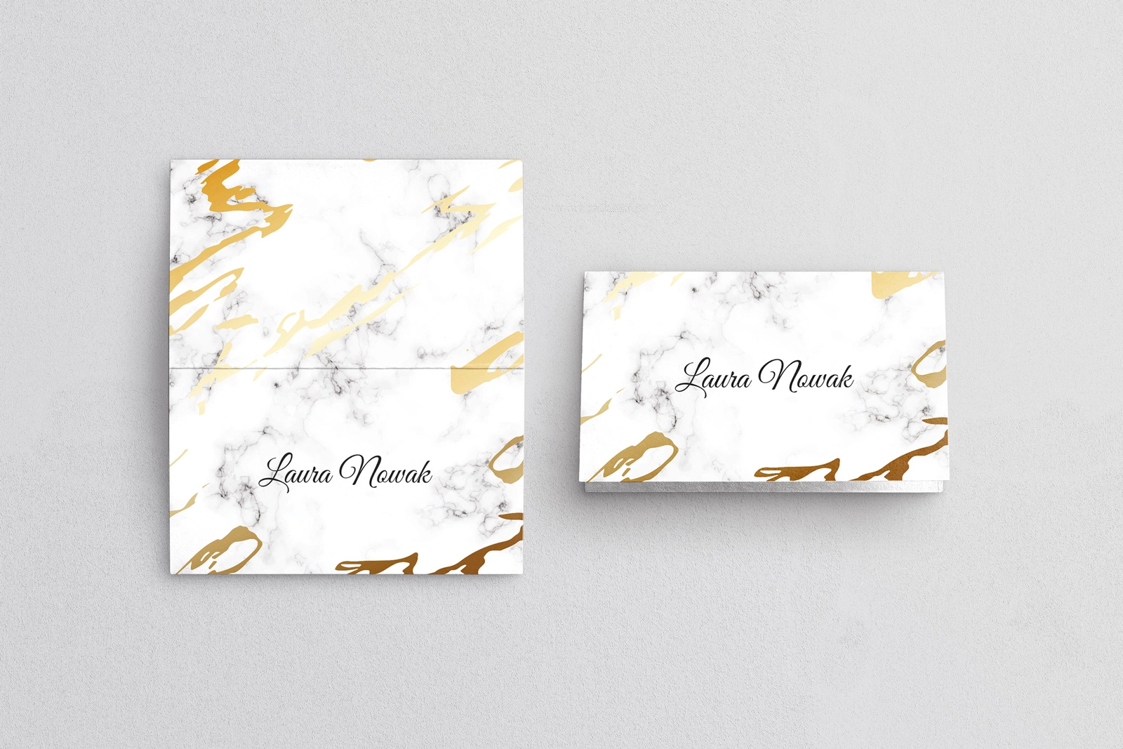 Winietki ślubne składane Marmur & Złoto - Motyw 3