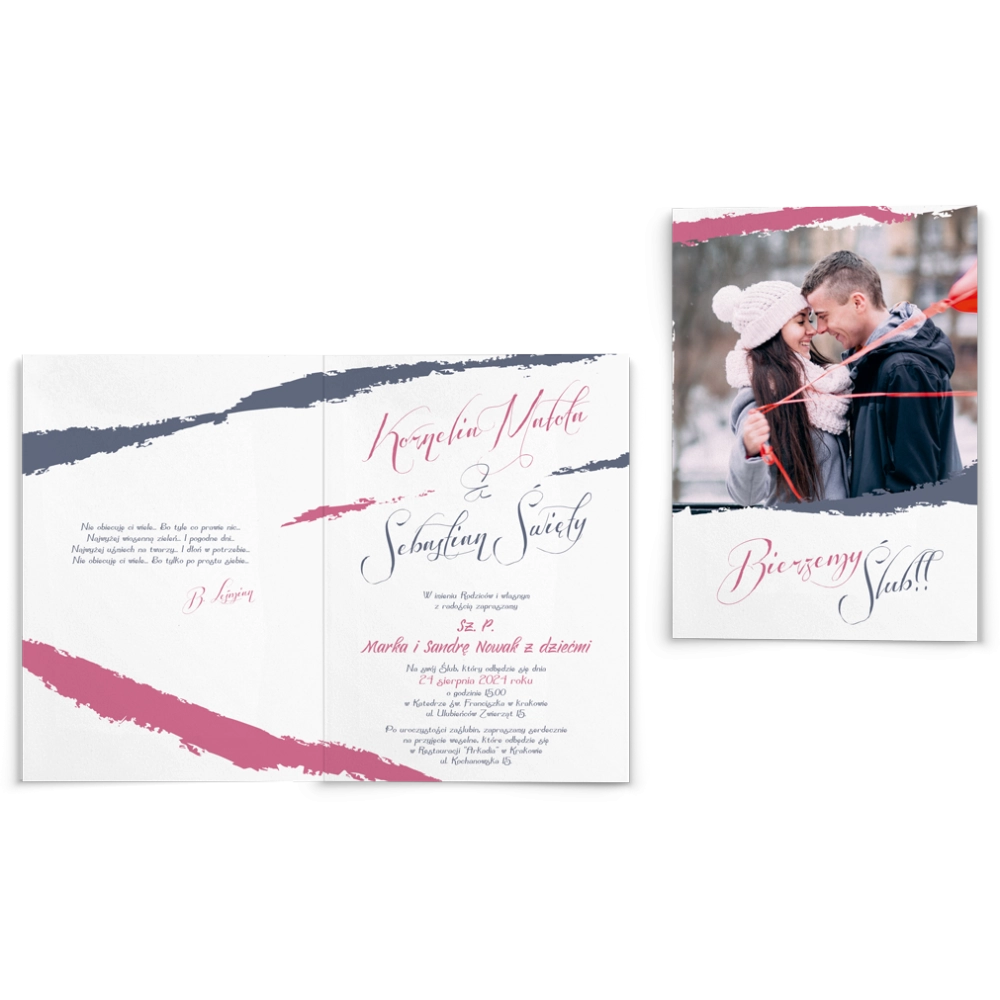 Zaproszenia ślubne Photo- Składane Motyw 5