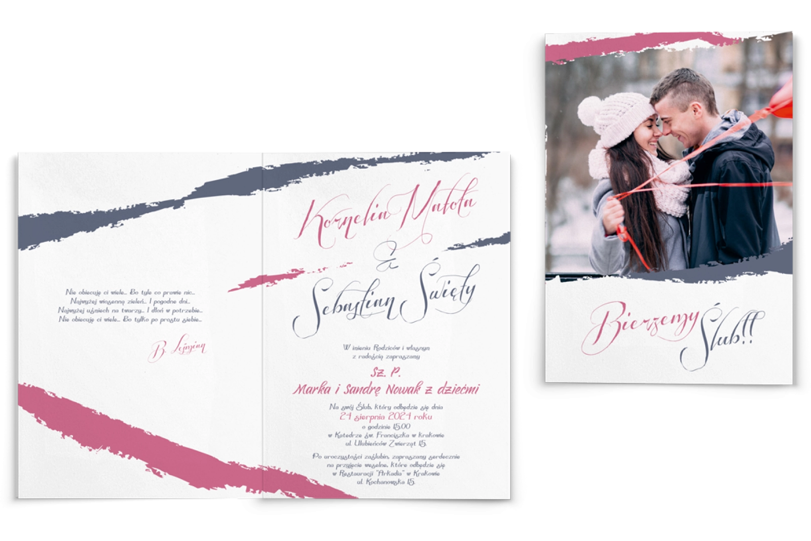 Zaproszenia ślubne Photo- Składane Motyw 5