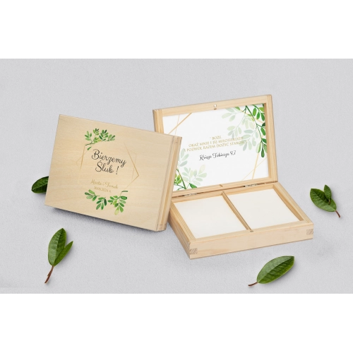 Pudełko na obrączki prostokątne naturalne - Flowers & Frame Motyw 3