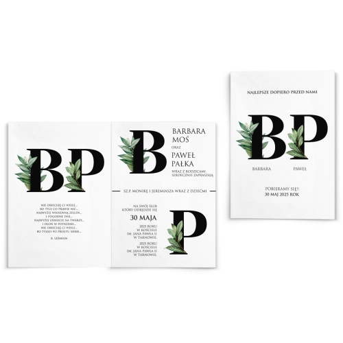 Zaproszenia ślubne Letters - Składane Motyw 3