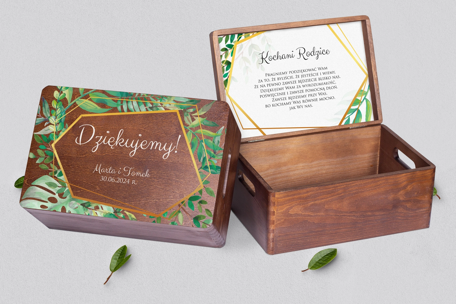 Skrzyneczka dla Rodziców - brązowa Flowers & Frame Motyw 2