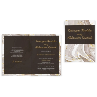 Zaproszenia ślubne Golden Brown - Składane motyw 3