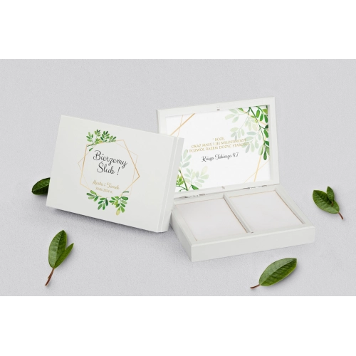 Pudełko na obrączki prostokątne białe - Flowers & Frame Motyw 3