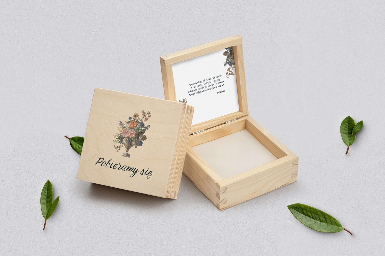 Pudełko na obrączki naturalne - Rustic Summer Motyw 3