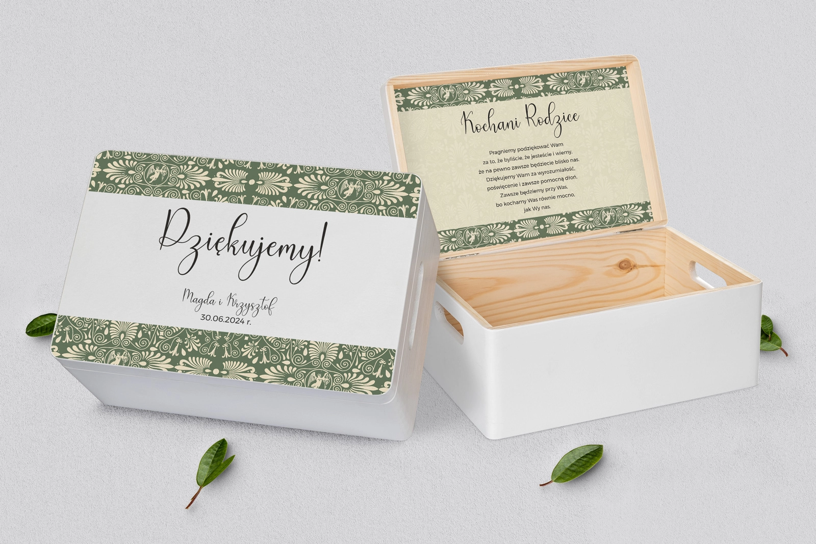 Skrzyneczka dla Rodziców - biała Vintage Motyw 2