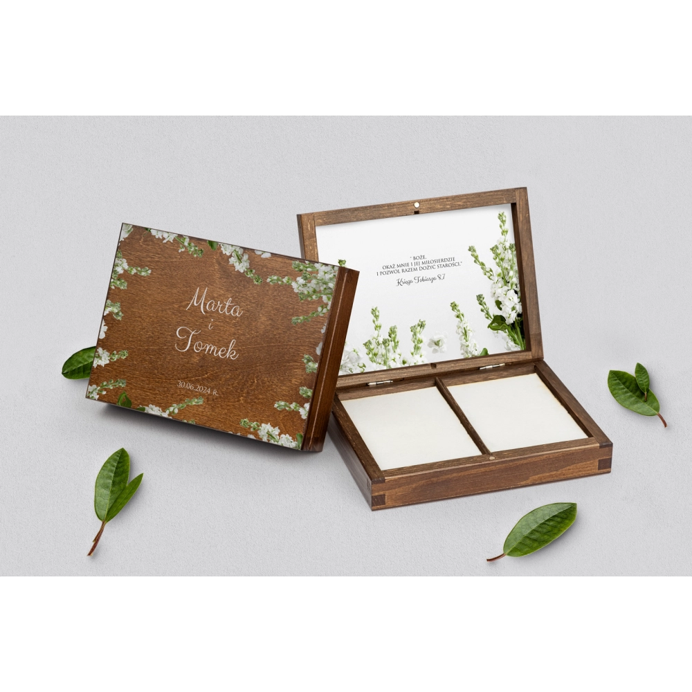 Pudełko na obrączki prostokątne brązowe - Soft Motyw 8