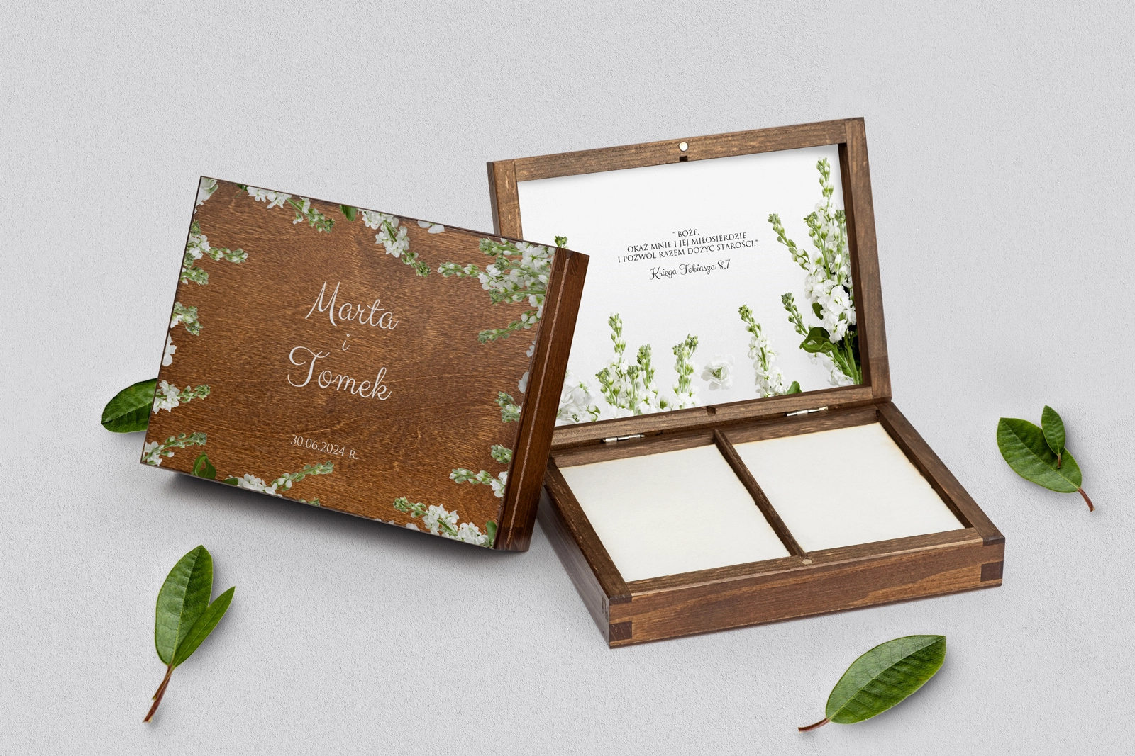 Pudełko na obrączki prostokątne brązowe - Soft Motyw 8