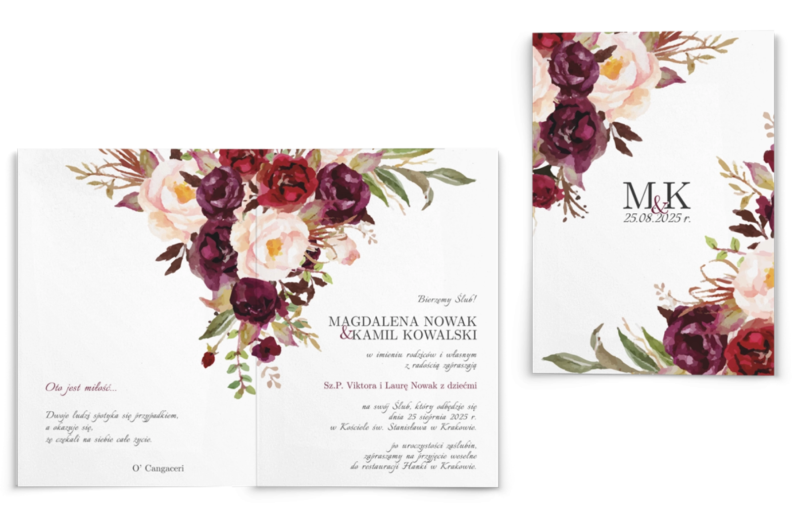 Zaproszenia ślubne Fabello - Składane Motyw 2