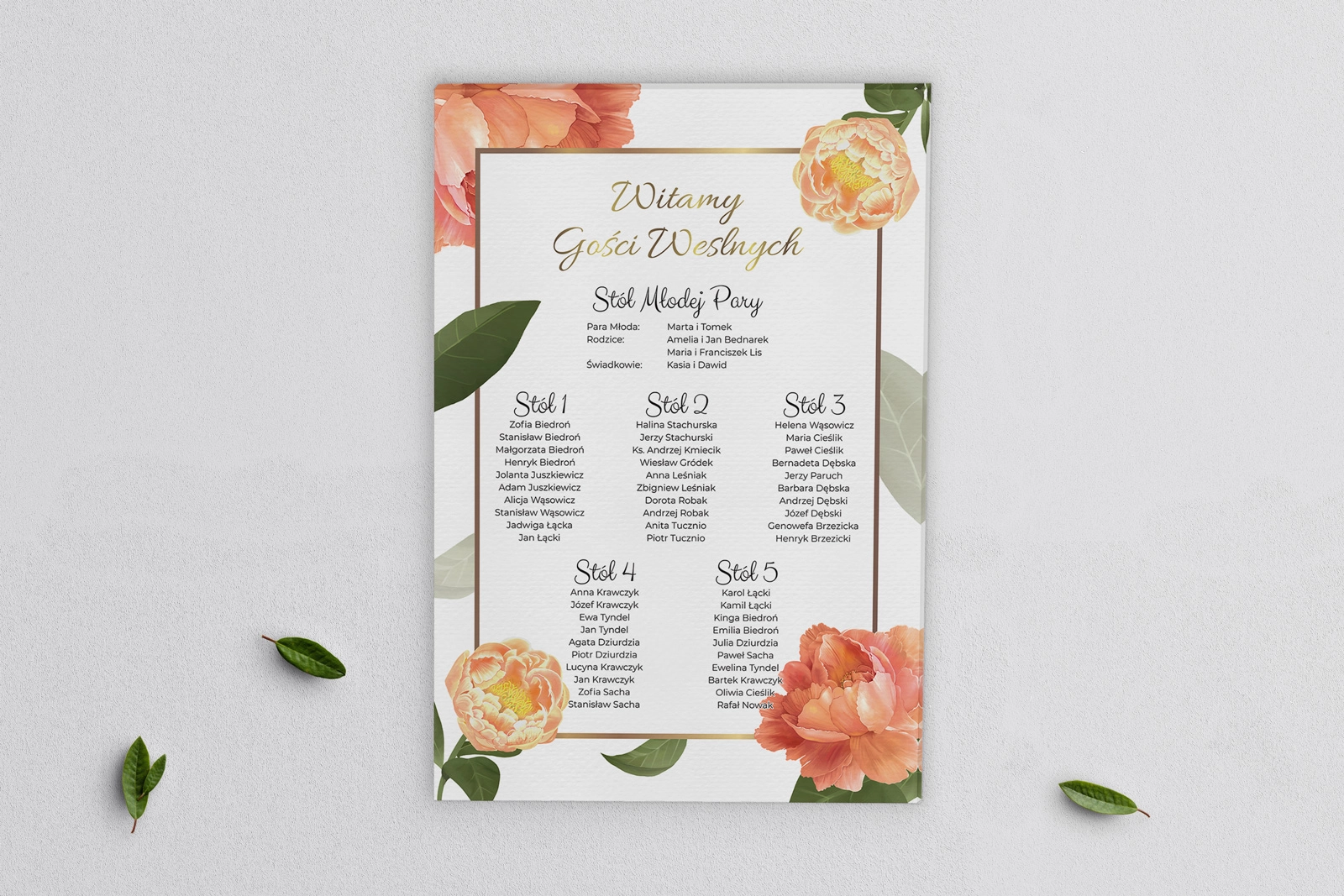 Plan stołów weselnych na płótnie Dream Motyw 5