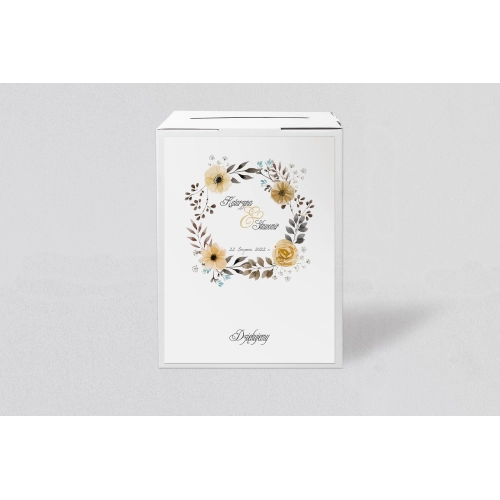 Pudełko na koperty i pieniądze Akwarelowe Wianki Motyw 4
