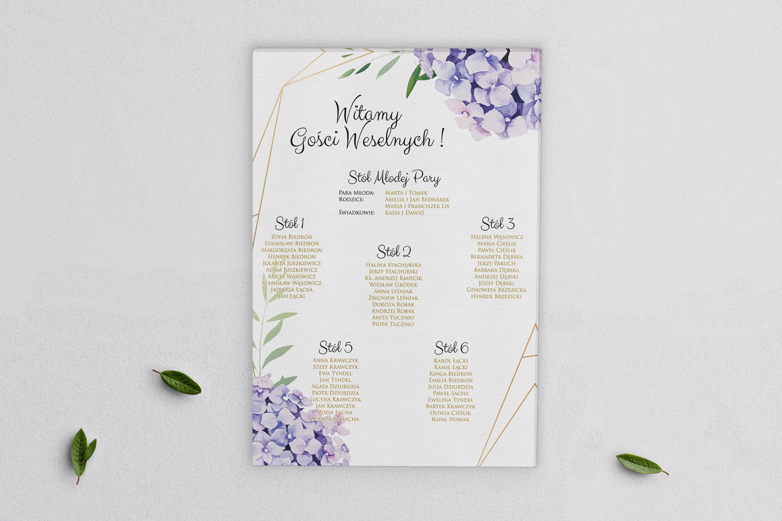 Plan stołów weselnych na płótnie Flowers & Frame Motyw 1