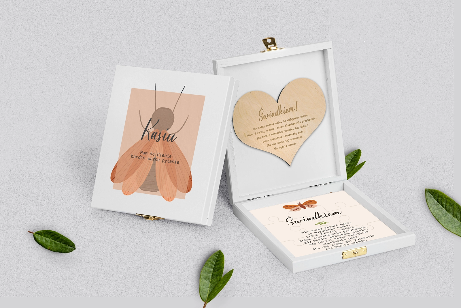 Prośba o świadkowanie - białe puzzle Butterflies - Motyw 2