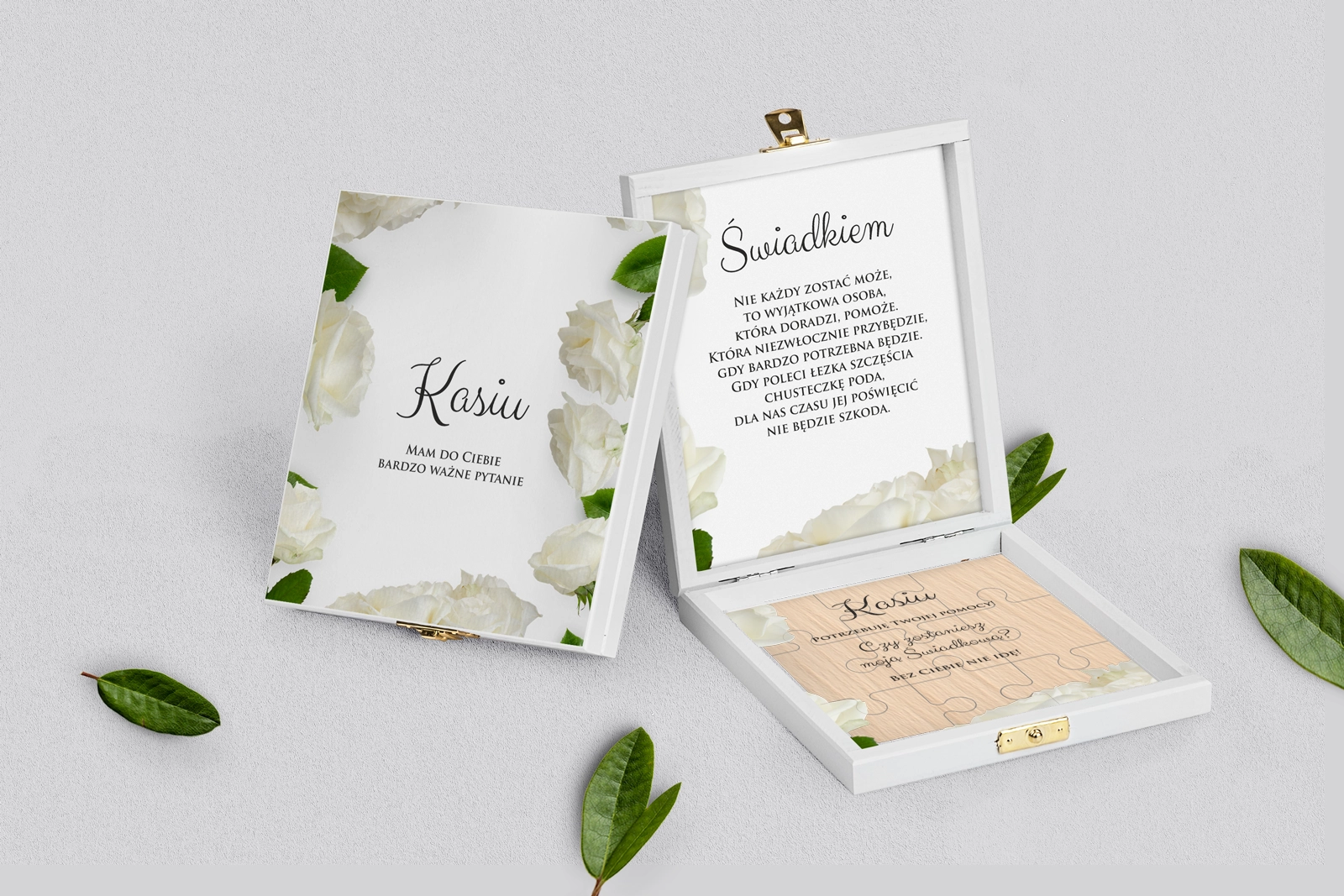 Prośba o świadkowanie - białe puzzle Soft Motyw 4