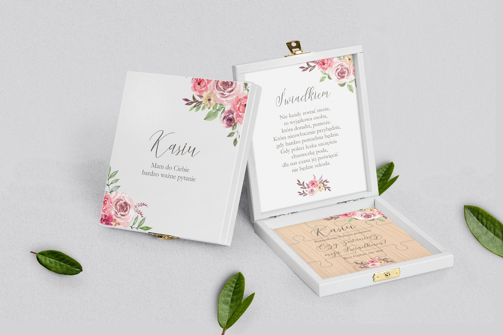 Prośba o świadkowanie - białe puzzle PasteLove Motyw 2