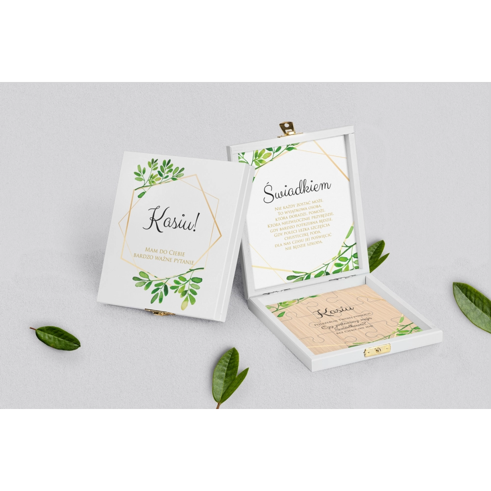 Prośba o&nbsp;świadkowanie - białe puzzle Flowers & Frame Motyw 3