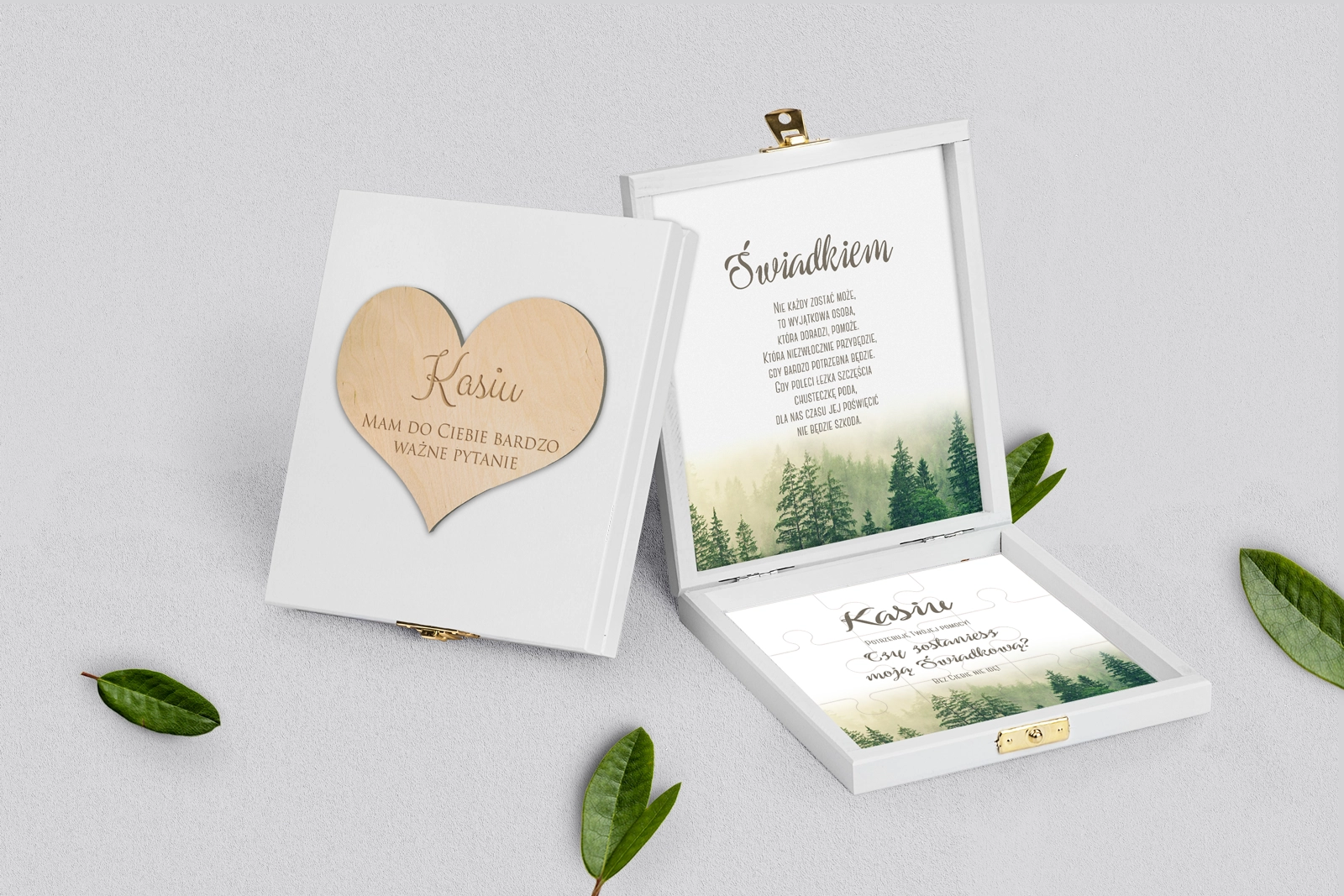 Prośba o świadkowanie - białe puzzle Forest - Motyw 1
