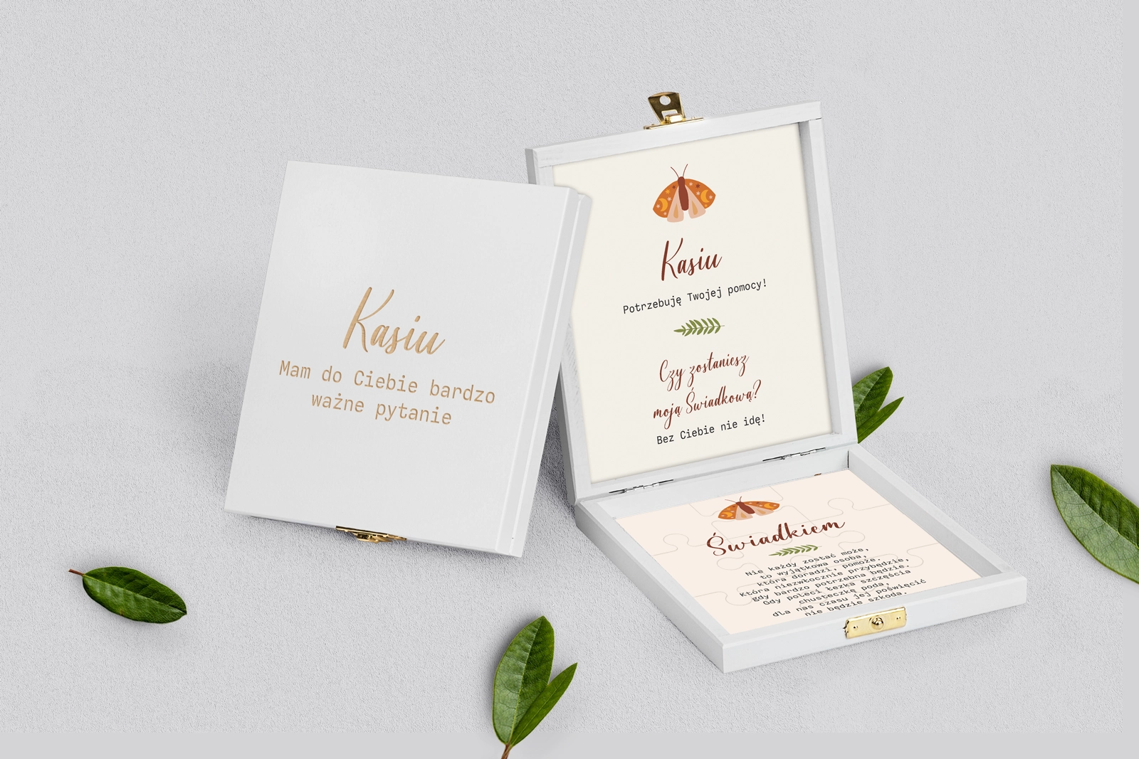 Prośba o świadkowanie - białe puzzle Butterflies - Motyw 3