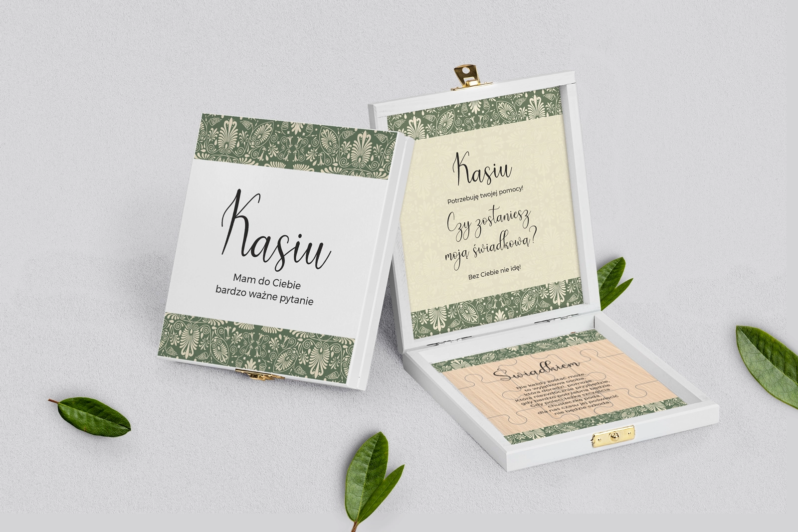 Prośba o świadkowanie - białe puzzle Vintage Motyw 2