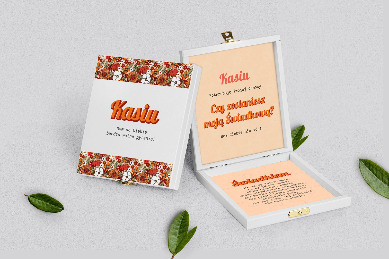 Prośba o świadkowanie - białe puzzle Retro Style Motyw 3