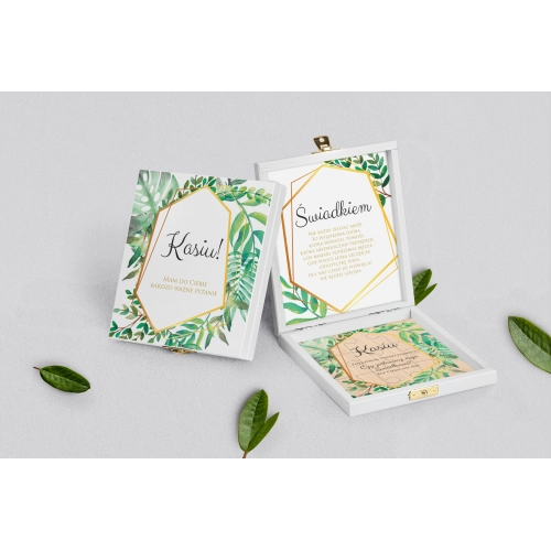 Prośba o świadkowanie - białe puzzle Flowers & Frame Motyw 2